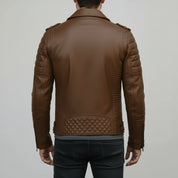 Men's Brown Leather Biker Jacket