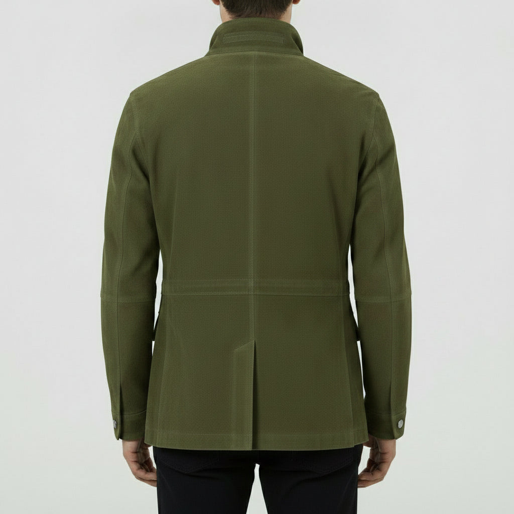 Men's Olive Green Suede Field Jacket
