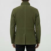 Men's Olive Green Suede Field Jacket