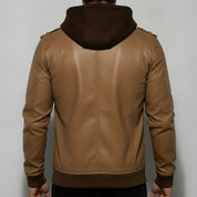 Men's Tan Leather Biker Jacket