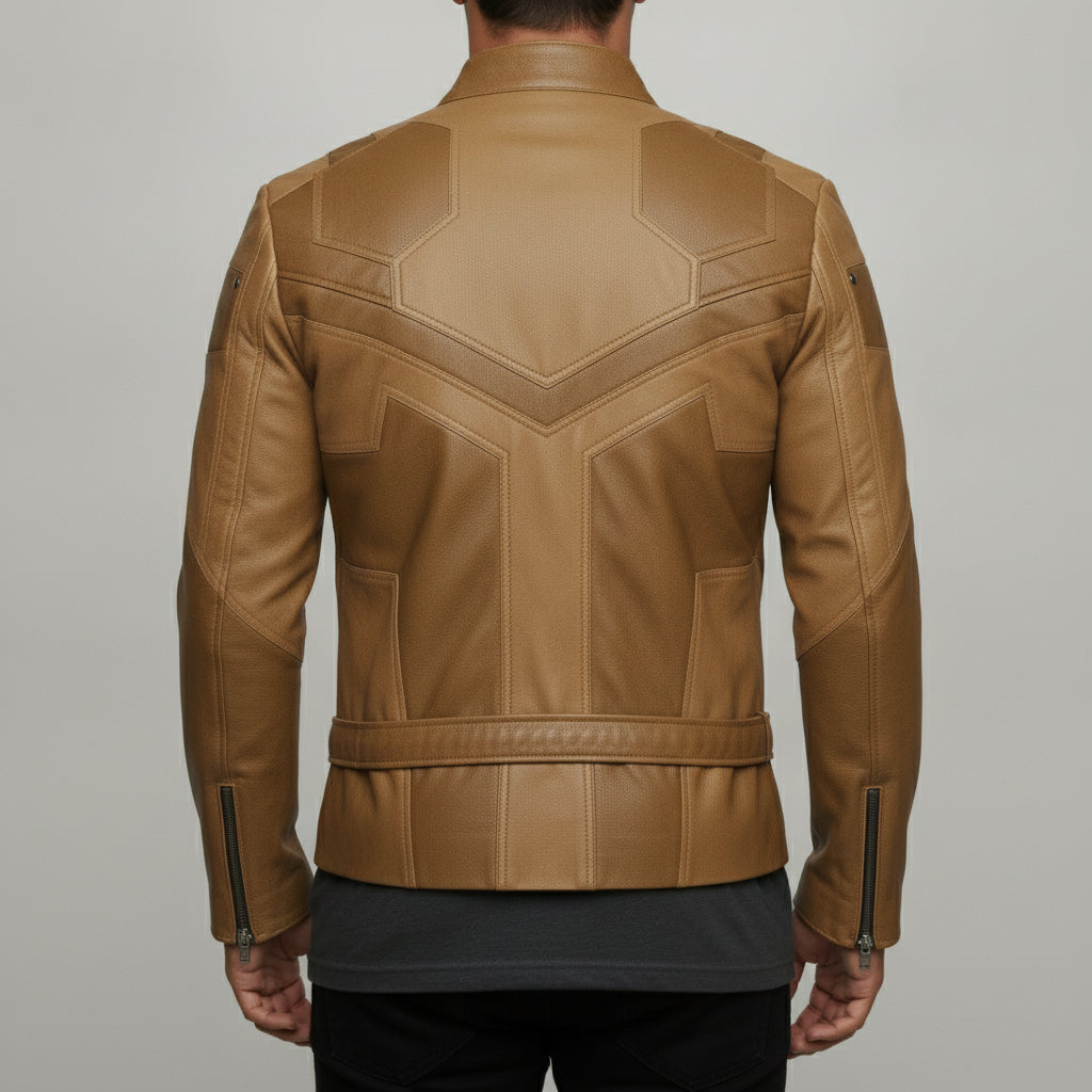 Men's Tan Leather Biker Jacket — Chesterfield