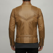 Men's Tan Leather Biker Jacket — Chesterfield