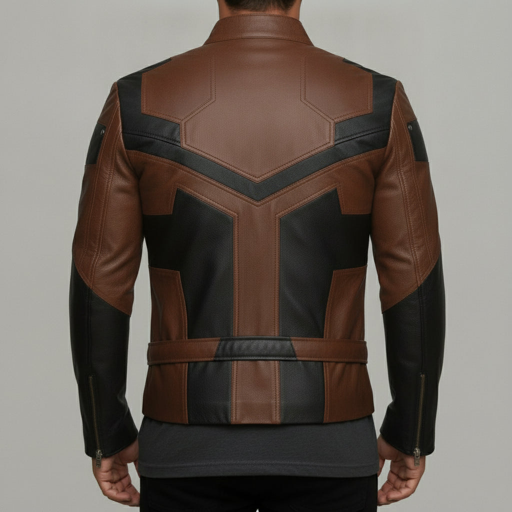 Men's Brown and Black Leather Biker Jacket — Chesterfield