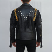 Men's Black Leather Western Jacket — Cheswick