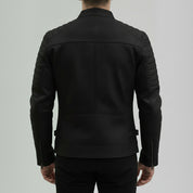 Men's Black Leather Biker Jacket — Burgess