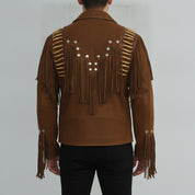 Men's Brown Suede Leather Biker Jacket — Cheswick