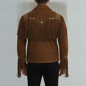 Men's Brown Suede Leather Biker Jacket — Cheswick