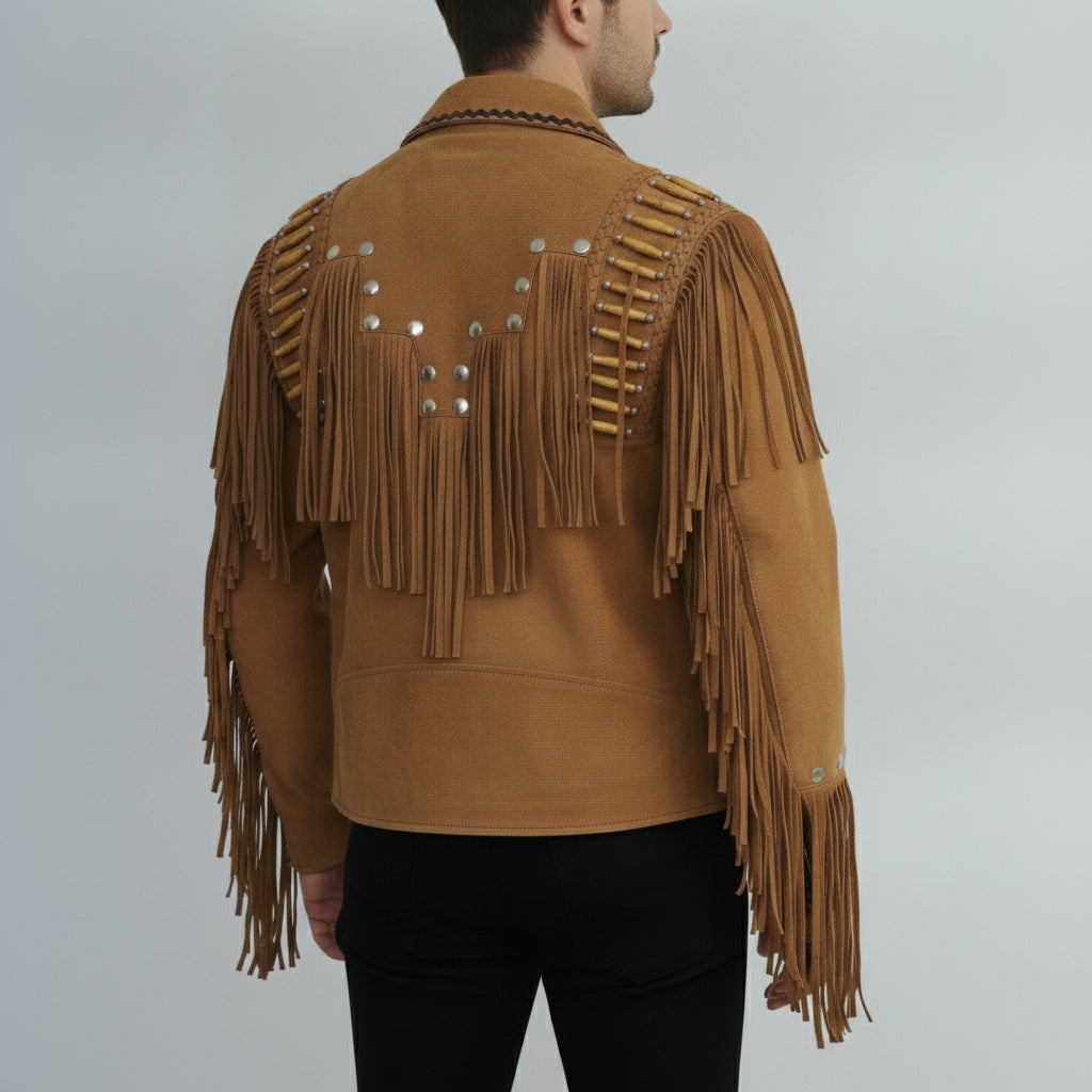 Men's Tan Suede Leather Biker Jacket — Cheswick