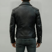 Men's Black Leather Biker Jacket