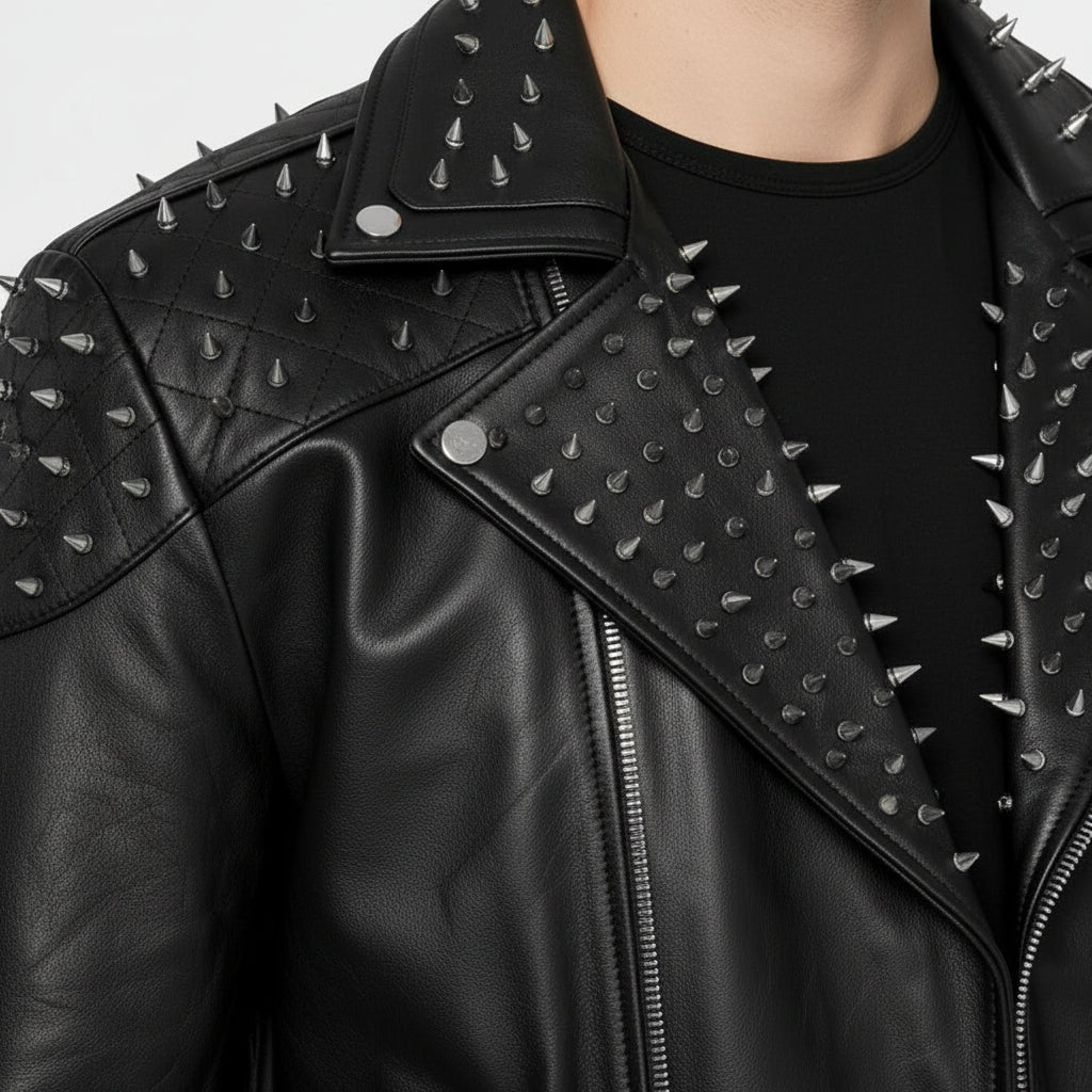 Men's Black Studded Gothic Leather Jacket