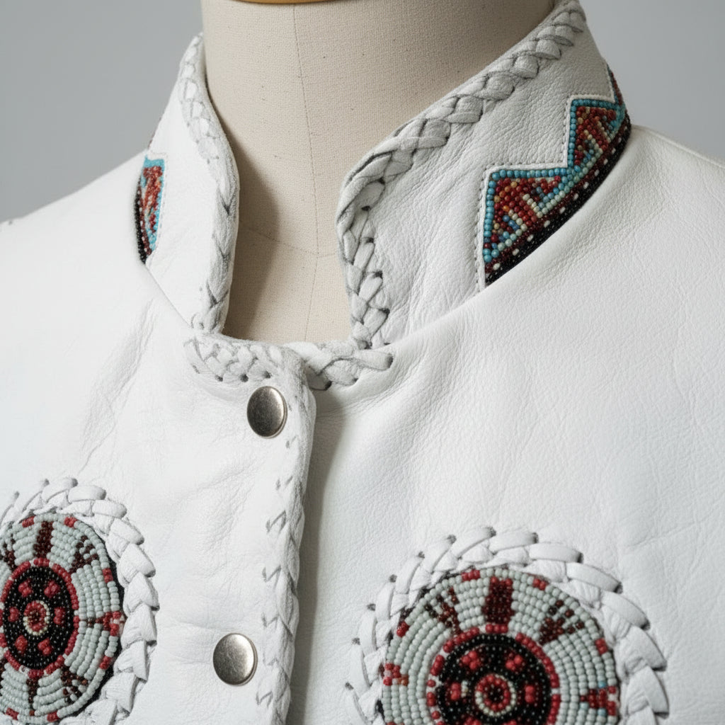 Handmade Men’s White Suede Western Leather Fringe Vest