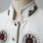 Handmade Men’s White Suede Western Leather Fringe Vest