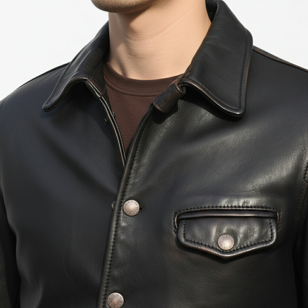 Handmade Men's Black Leather Biker Jacket, Winter Fashion Leather Apparel for Men