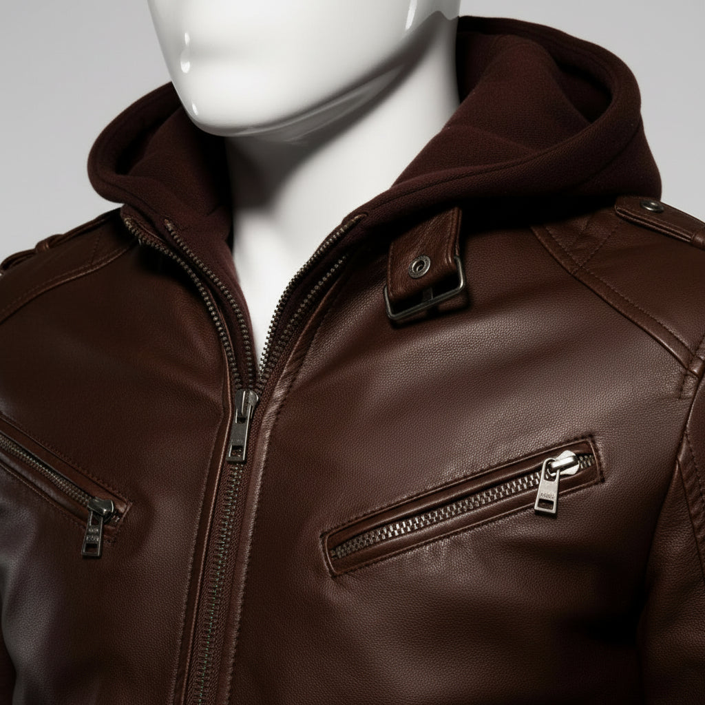 Handmade Antique Brown Leather Fashion Jacket for Men, Winter Leather Apparel.