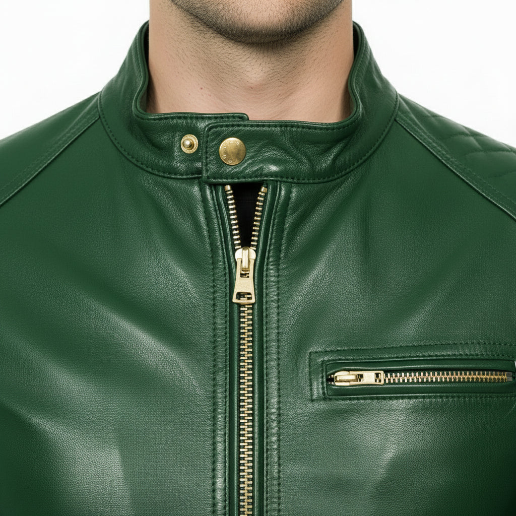Handmade Leather Slim Fit Biker Jacket, Motorcycle Jacket For Men