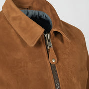 Women's Tan Brown Multi-Pocket Suede Trucker Jacket