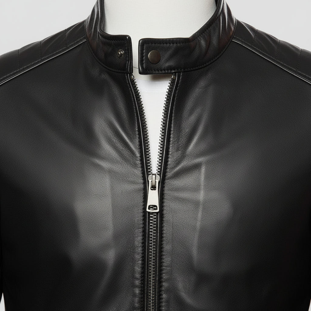 Handmade Men Black Leather Slimfit Jacket, Men Biker Jacket, Leather Jacket Men