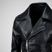 Punk Handmade Men's Studded Leather Jacket,rock Style Leather Jacket