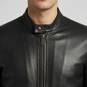 Handmade Men Black Leather Slim Fit Jacket, Men Biker Jacket, Motorcycle Jacket