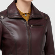 Handmade Women Antique Brown Leather Jacket, Women Multi Pocket Biker Jacket Jacket