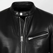 Men's Black Full-Grain Leather Biker Jacket