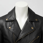 Men's Black Hooded Leather Biker Jacket