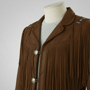 Men's Handmade Fringed Brown Suede Cowboy Jacket