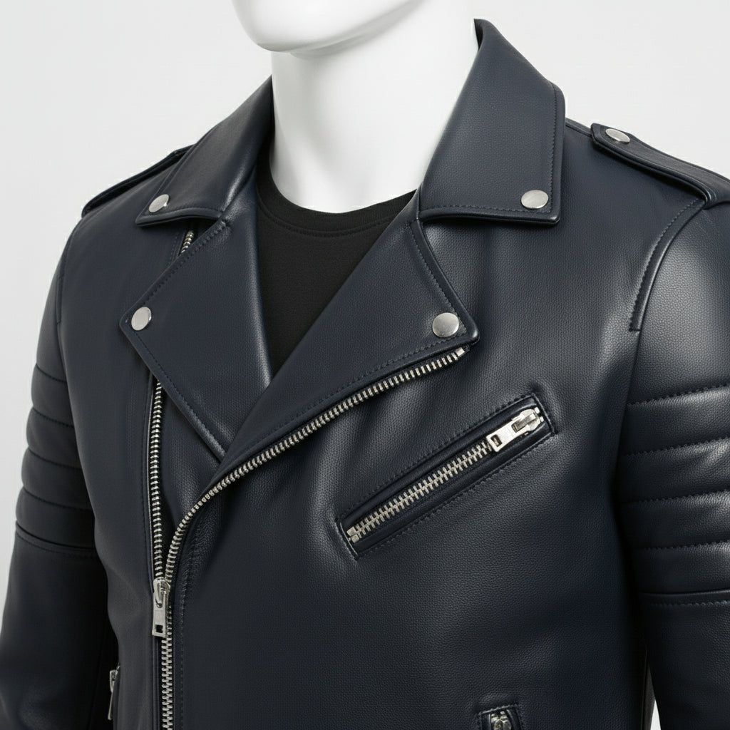 Men's Black Leather Biker Jacket