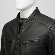 Men's Black Antique Wash Leather Biker Jacket