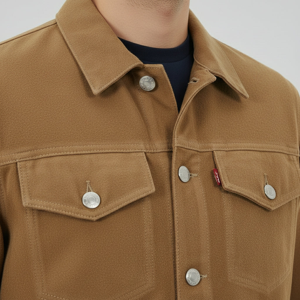 Men's Tan Suede Trucker Jacket