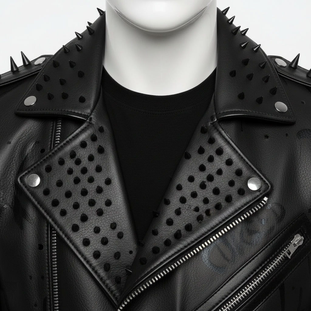Men's Black Leather Biker Jacket