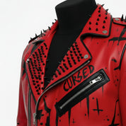 Men's Red Leather Biker Jacket
