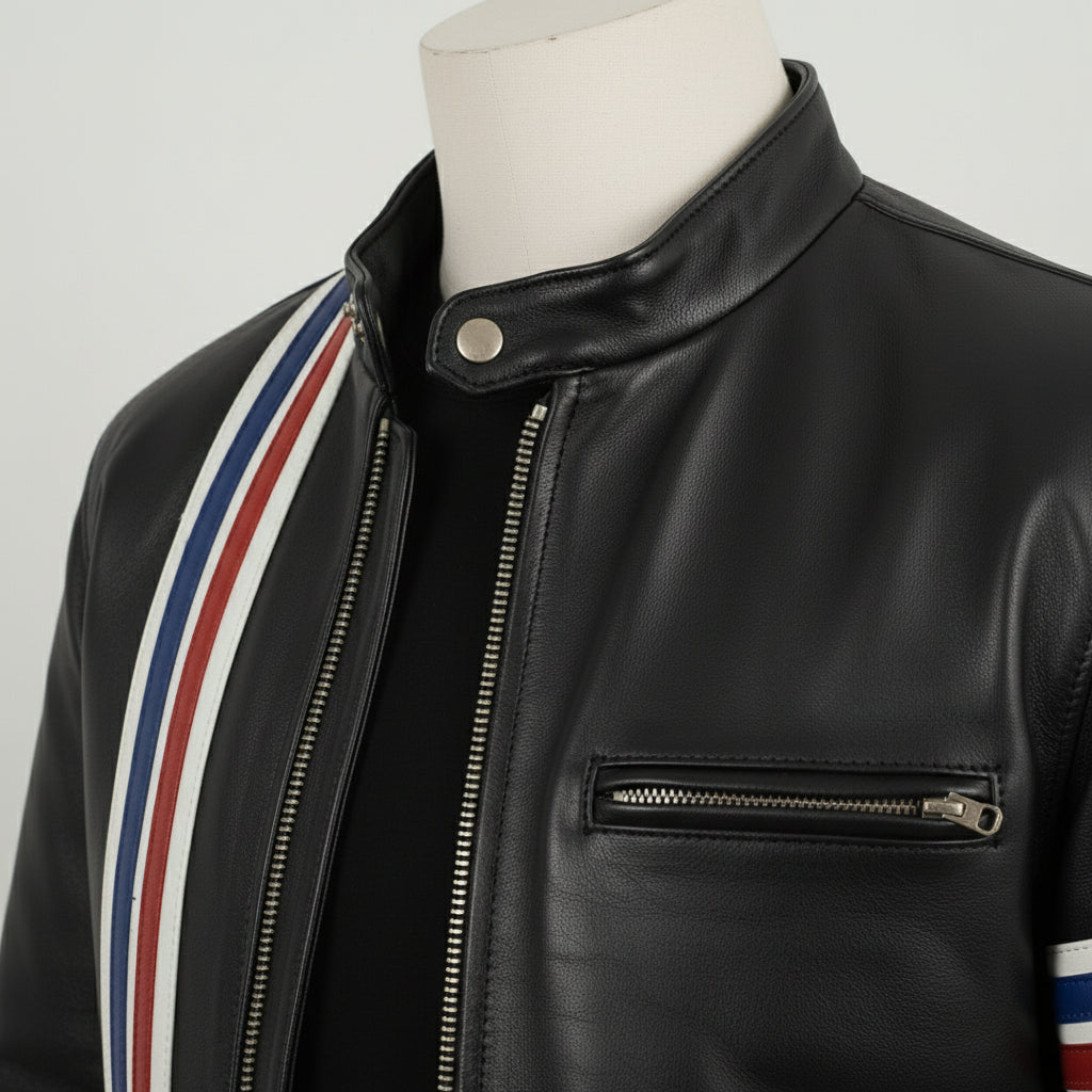 Men's Black Leather Biker Jacket