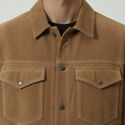 Men's Tan Suede Trucker Jacket