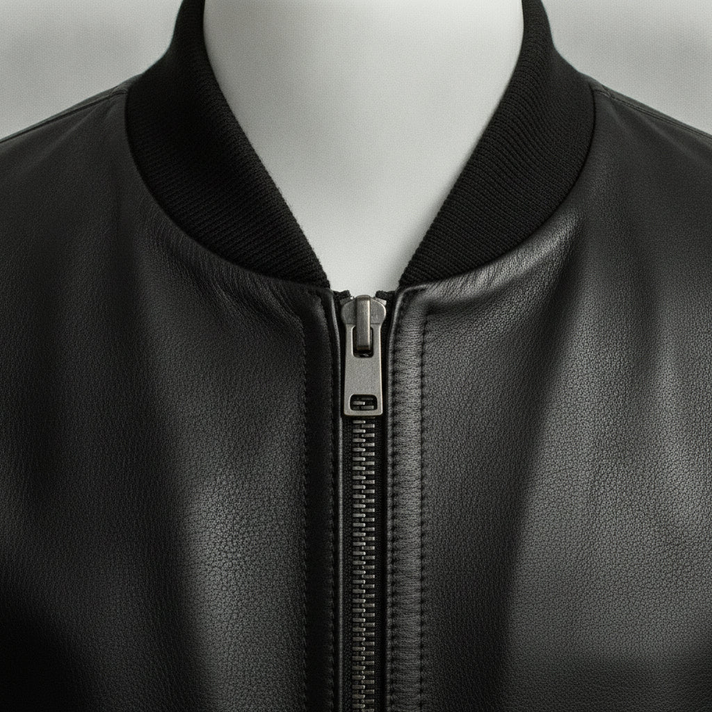 Men's Black Leather Bomber Jacket - Linford – Rebels Market