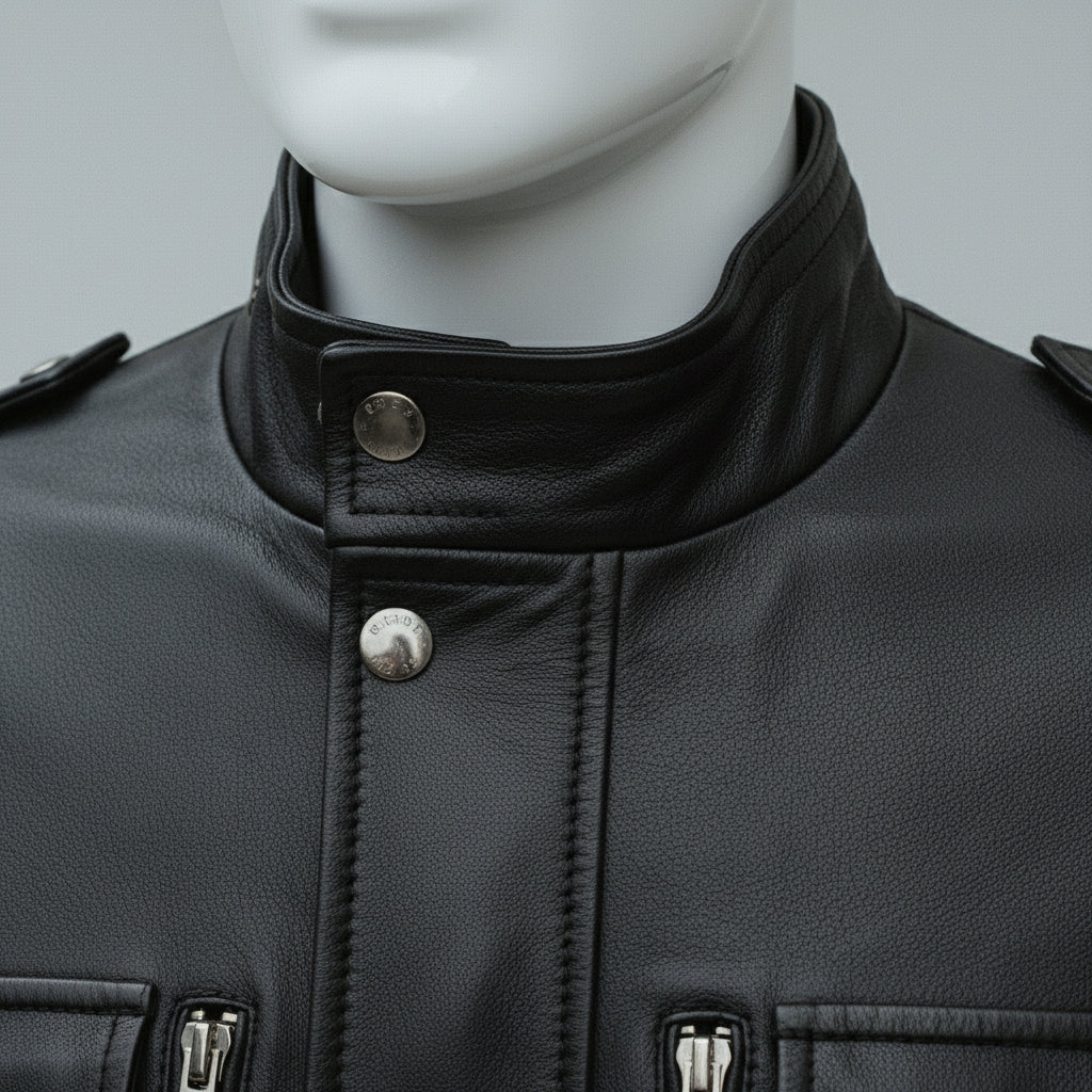 Men's Black Leather Long Jacket