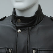 Men's Black Leather Long Jacket