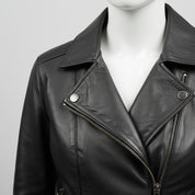 Women's Black Leather Biker Jacket