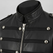 Black Leather Military Jacket