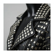 Women's Black Studded Leather Biker Jacket