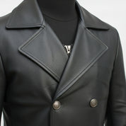 Men's Black Leather Trench Coat