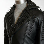 Men's Black Studded Leather Biker Jacket
