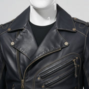 Men's Black Leather Biker Jacket