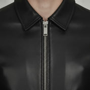 Men's Black Leather Biker Jacket — Bracknell