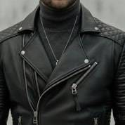 Men's Black Leather Biker Jacket