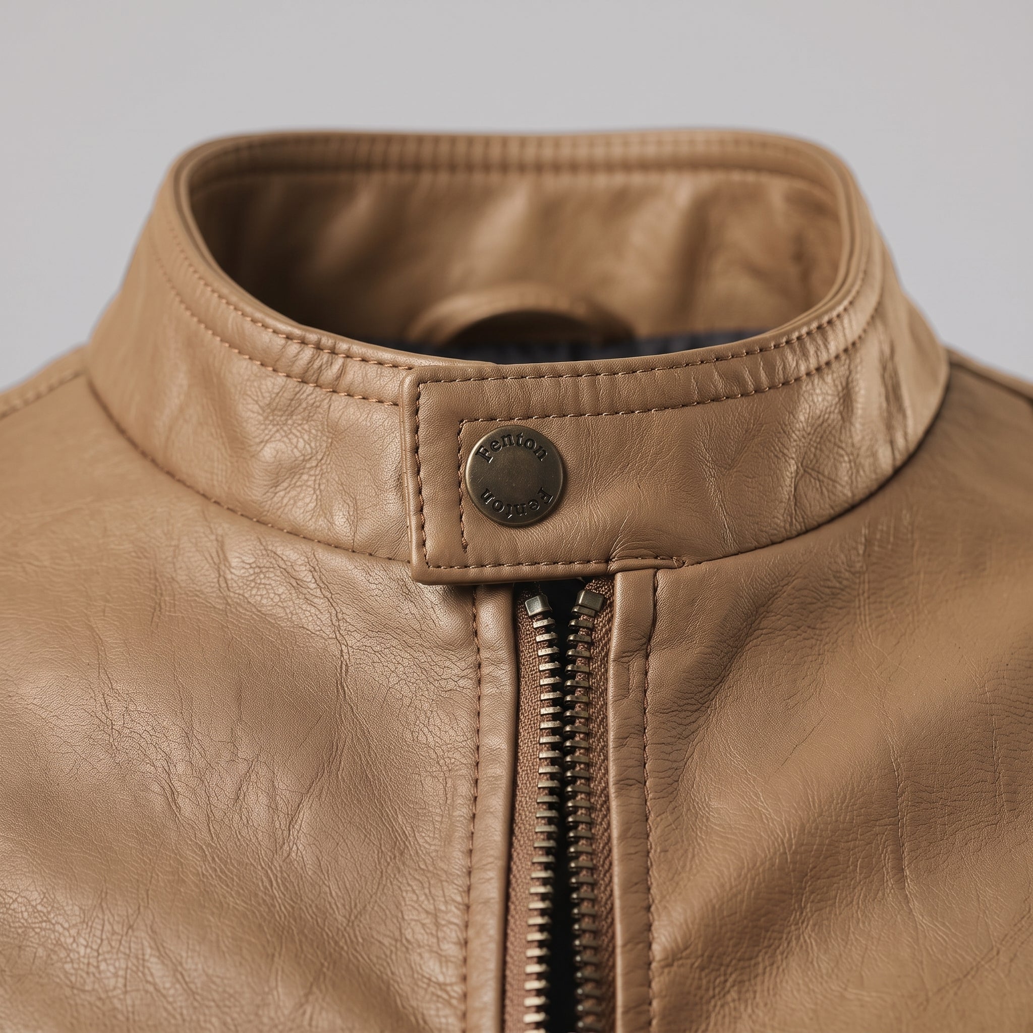 Men's Tan Leather Cafe Racer Jacket — Fenton