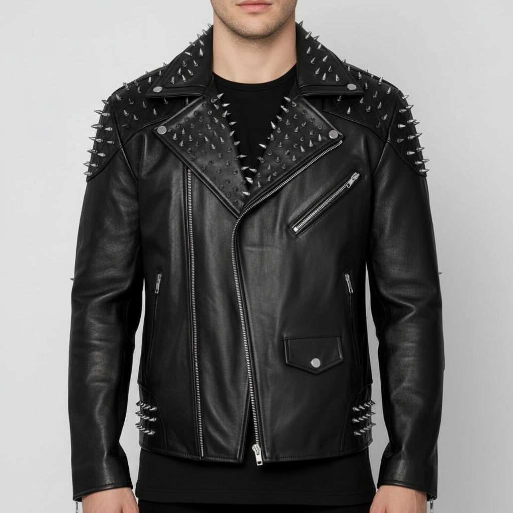 Men's Black Studded Gothic Leather Jacket
