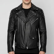 Men's Black Studded Gothic Leather Jacket