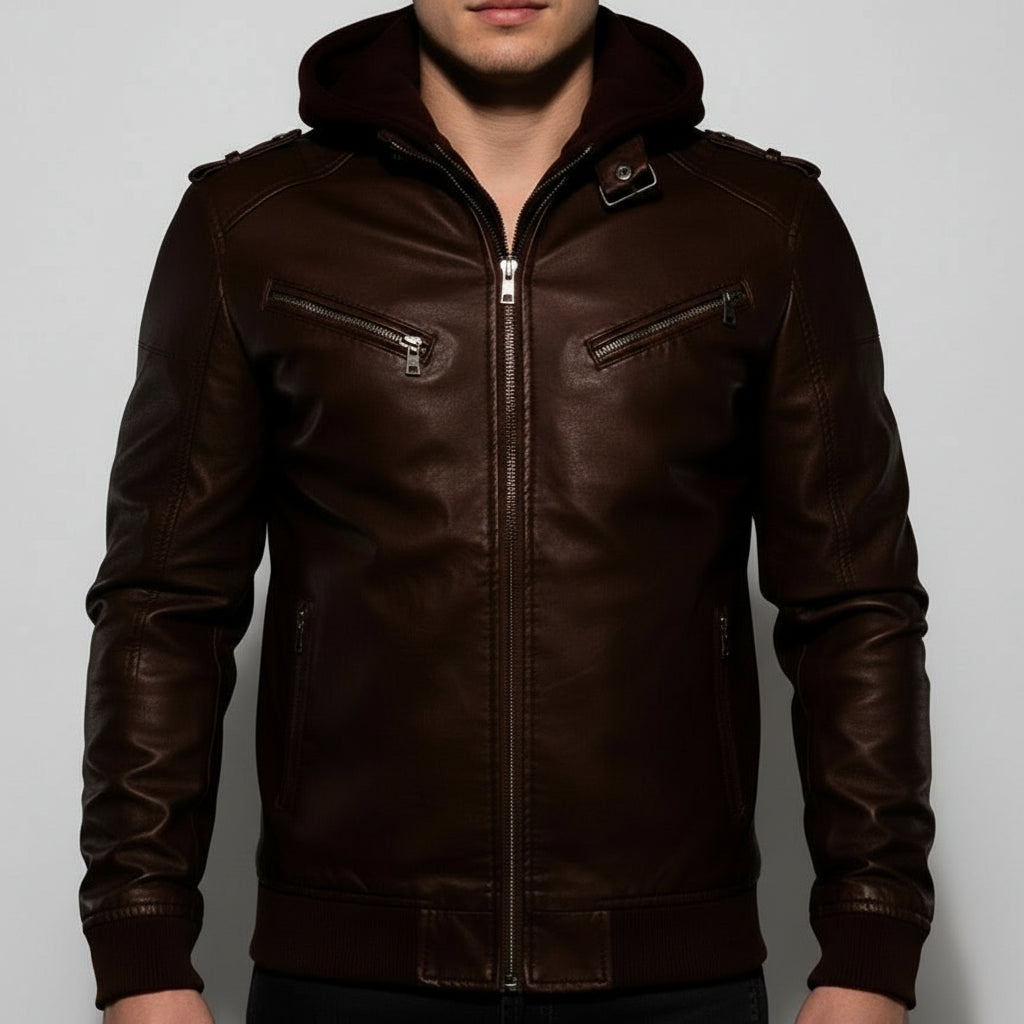 Handmade Antique Brown Leather Fashion Jacket for Men, Winter Leather Apparel.