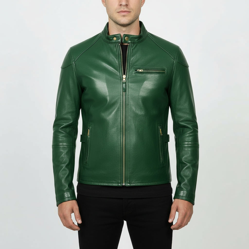Handmade Leather Slim Fit Biker Jacket, Motorcycle Jacket For Men